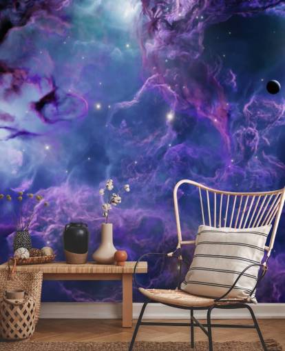 Deep violetti ja tummansininen tila sumuinen tapetti