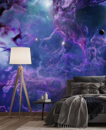 Tiefviolette und dunkelblaue Weltraumnebeltapete Tiefviolette und dunkelblaue Weltraumnebeltapete