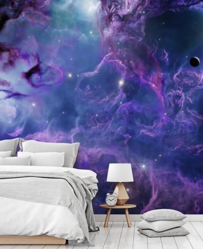 Papel pintado de nebulosas espaciales de color morado oscuro y azul oscuro Papel pintado de nebulosas espaciales de color morado oscuro y azul oscuro