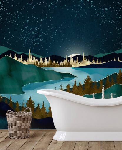 Marinehimmel über grünen Bergen mit einem hellblauen Fluss