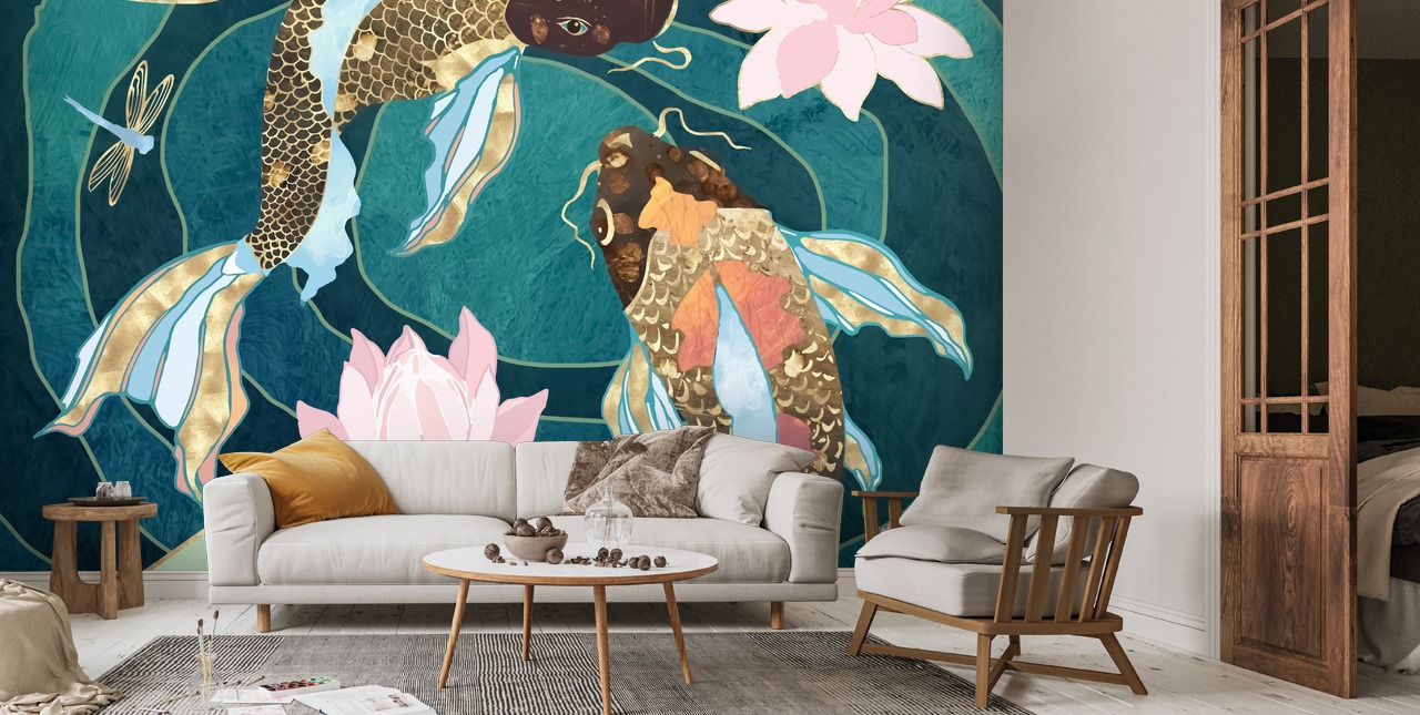 3D Koi Fish 379 Wall Murals
