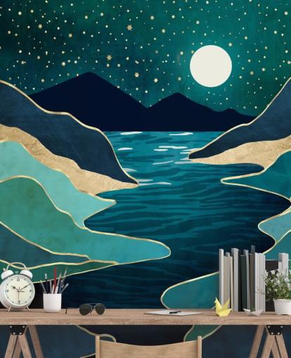 Luna su un fiume blu e le montagne Luna su un fiume blu e le montagne