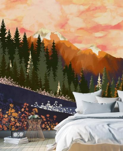 Rolling Hills with Forest Trees And Distant Mountains