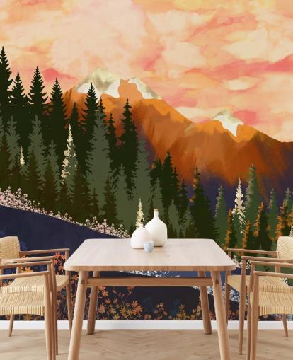 Rolling Hills with Forest Trees And Distant Mountains