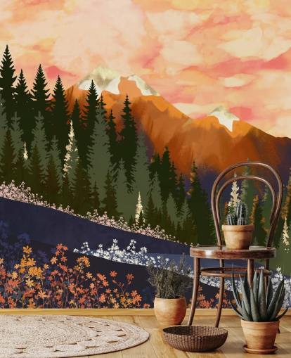 Rolling Hills with Forest Trees And Distant Mountains