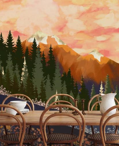 Rolling Hills with Forest Trees And Distant Mountains