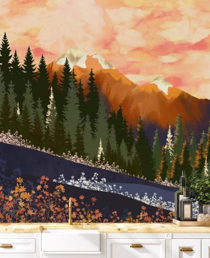 Rolling Hills with Forest Trees And Distant Mountains