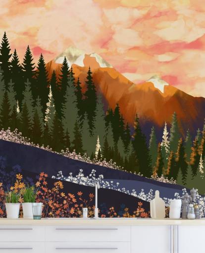 Rolling Hills with Forest Trees And Distant Mountains