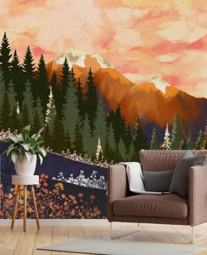 Rolling Hills with Forest Trees And Distant Mountains