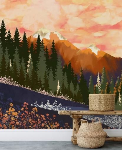 Rolling Hills with Forest Trees And Distant Mountains Rolling Hills with Forest Trees And Distant Mountains