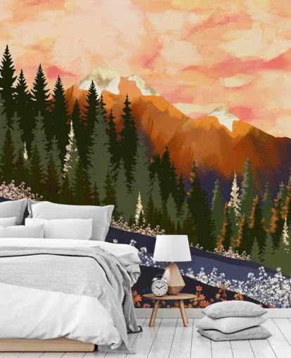 Rolling Hills with Forest Trees And Distant Mountains Rolling Hills with Forest Trees And Distant Mountains