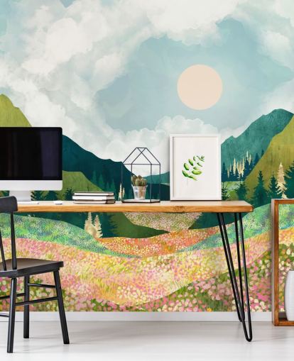 Colorful Spring Meadow and Green Mountains Colorful Spring Meadow and Green Mountains