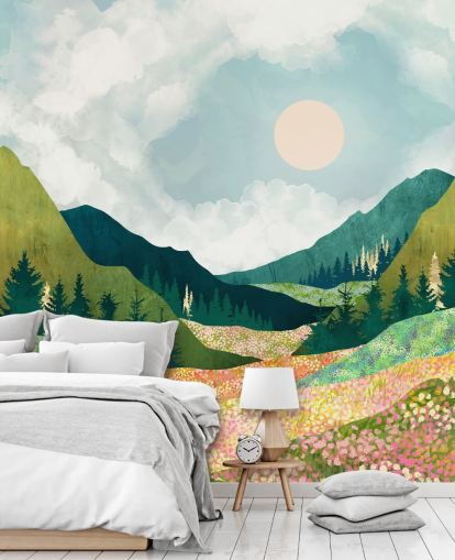 Colorful Spring Meadow and Green Mountains Colorful Spring Meadow and Green Mountains