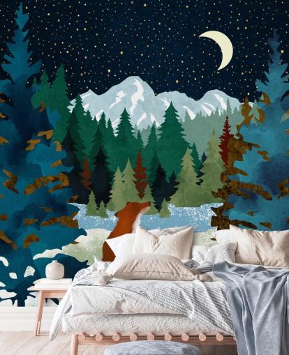 Forest Fox était assis à regarder le ciel nocturne