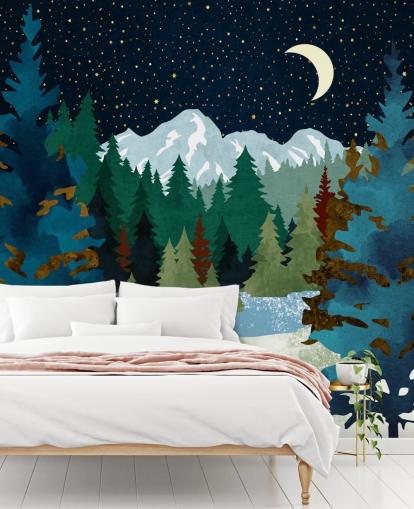 Forest Fox Sat Looking Up At the Night Sky