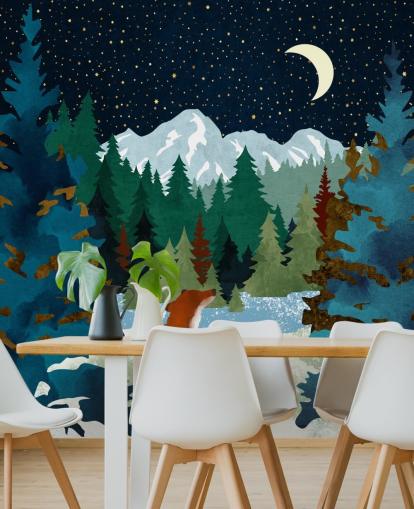 Forest Fox Sat Looking Up At the Night Sky Forest Fox Sat Looking Up At the Night Sky