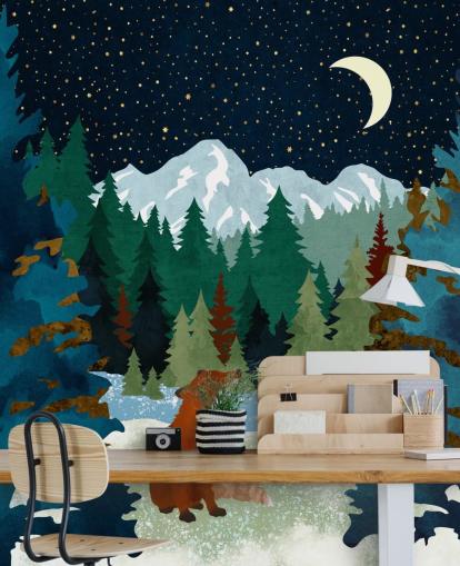 Forest Fox Sat Looking Up At the Night Sky Forest Fox Sat Looking Up At the Night Sky