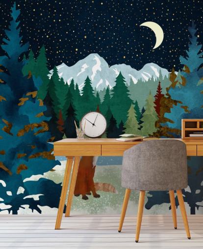 Forest Fox satt og så opp på nattehimmelen