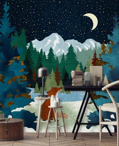 Forest Fox Sat Looking Up At the Night Sky Forest Fox Sat Looking Up At the Night Sky