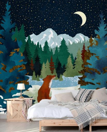 Forest Fox était assis à regarder le ciel nocturne