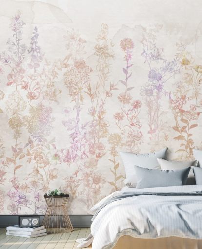 Fleurs brun délavé avec des touches de rose et de violet