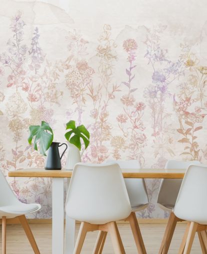 Verbleekte bruine bloemen met hints van roze en paars