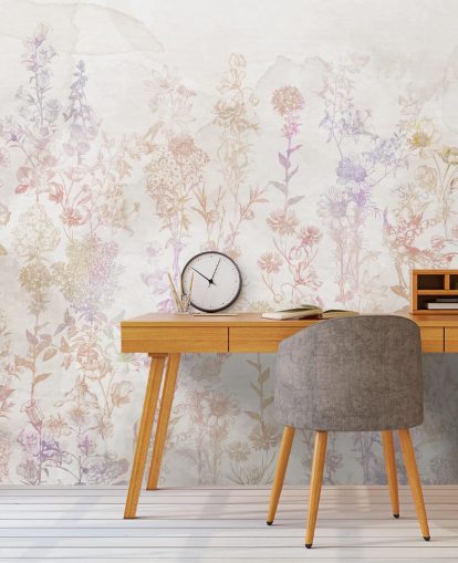 Blegede brune blomster med antydninger af pink og lilla