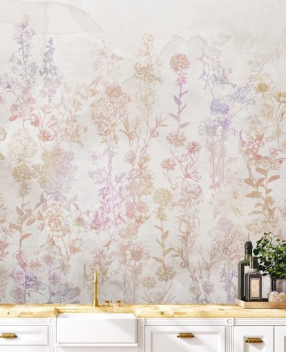 Fleurs brun délavé avec des touches de rose et de violet