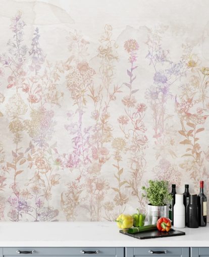 Verbleekte bruine bloemen met hints van roze en paars