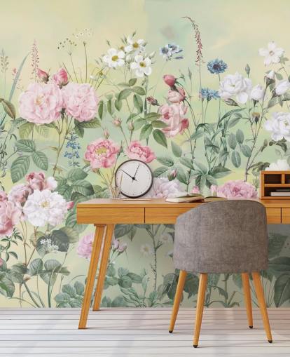 Pastell rosa och vita blommor på en kräm bakgrund Pastell rosa och vita blommor på en kräm bakgrund