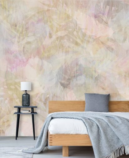 Beige and purple watercolor design with purple and green faded trees