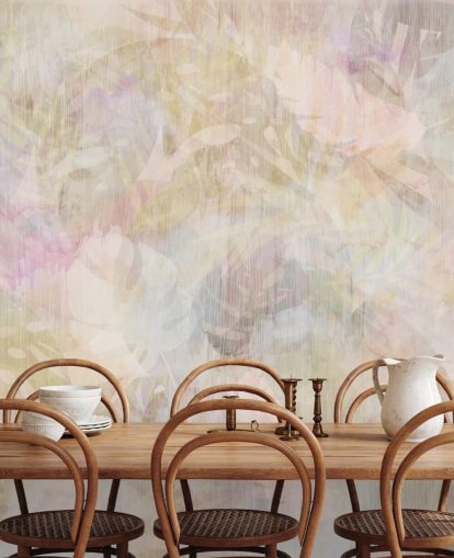 Beige and purple watercolour design with purple and green faded trees