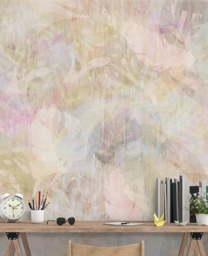 Diseño de acuarela beige y violeta con árboles desteñidos de color morado y verde