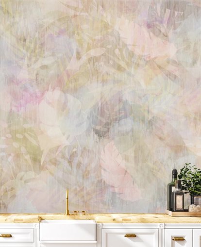 Motif aquarelle beige et violet avec des arbres délavés violets et verts