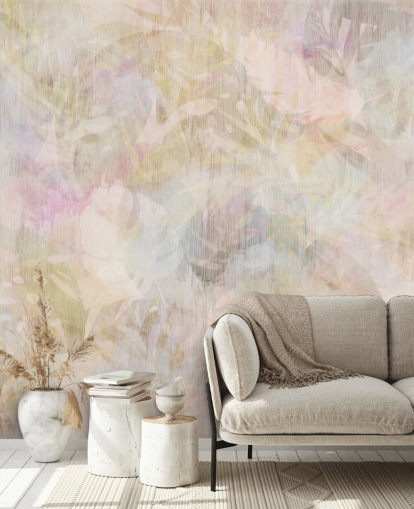 Beige and purple watercolor design with purple and green faded trees Beige and purple watercolor design with purple and green faded trees