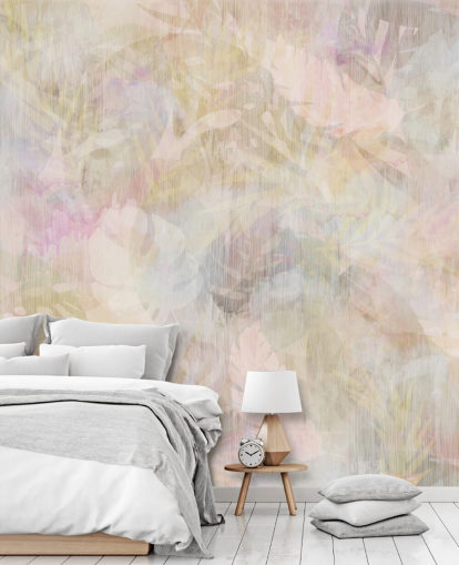 Beige och lila akvarell design med lila och gröna bleka träd Beige och lila akvarell design med lila och gröna bleka träd