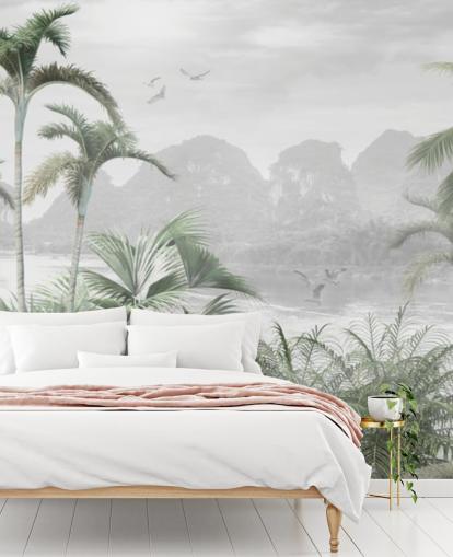 grüne Dschungel-Tapete namens Jungle Paradise in Wallsauce für Schlafzimmer, Wohnzimmer und Flure