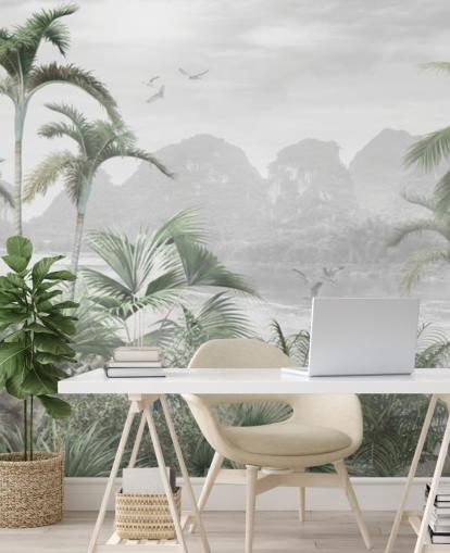 papier peint mural de la jungle verte appelé Jungle Paradise à Wallsauce pour les chambres, les salons et les couloirs