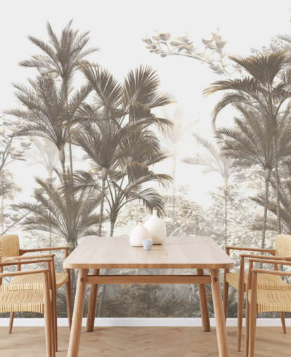 Palmiers de la jungle de la forêt tropicale brun foncé avec un fond d'écran de ciel blanc éclatant Palmiers de la jungle de la forêt tropicale brun foncé avec un fond d'écran de ciel blanc éclatant