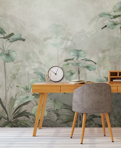 Vintage beige bakgrunn med dempet grønne tropiske høye trær tapet Vintage beige bakgrunn med dempet grønne tropiske høye trær tapet