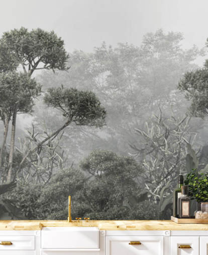 Papel de parede de árvores verdes suaves da selva