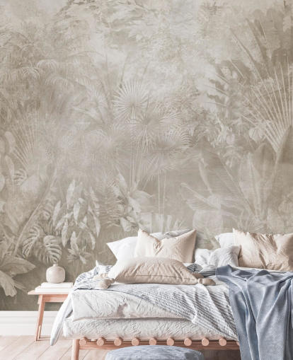 Sepia toned wallpaper with hazy tropical jungle trees Sepia toned wallpaper with hazy tropical jungle trees