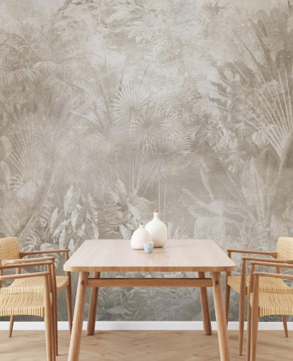 Sepia toned wallpaper with hazy tropical jungle trees