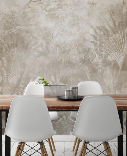 Sepia toned wallpaper with hazy tropical jungle trees