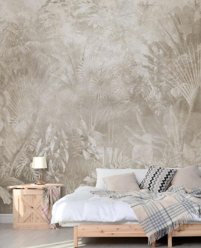 Sepia toned wallpaper with hazy tropical jungle trees Sepia toned wallpaper with hazy tropical jungle trees