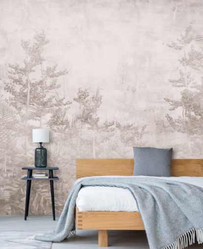 Papier peint vintage Hazy Tropical Jungle, ton sépia