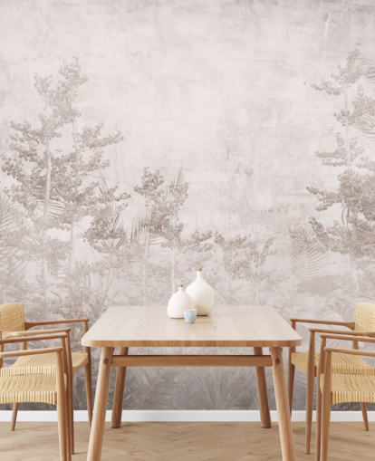 Vintage sepia tone hazy tropical jungle wallpaper