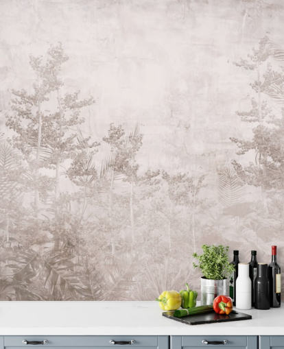 Vintage sepia tone hazy tropical jungle wallpaper