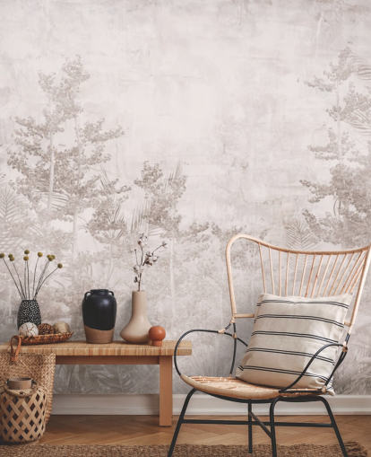 Vintage sepia-kleurig wazig tropisch junglebehang Vintage sepia-kleurig wazig tropisch junglebehang