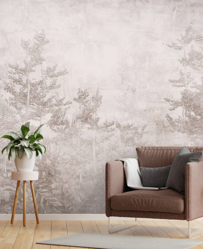 Vintage sepia tone hazy tropical jungle wallpaper